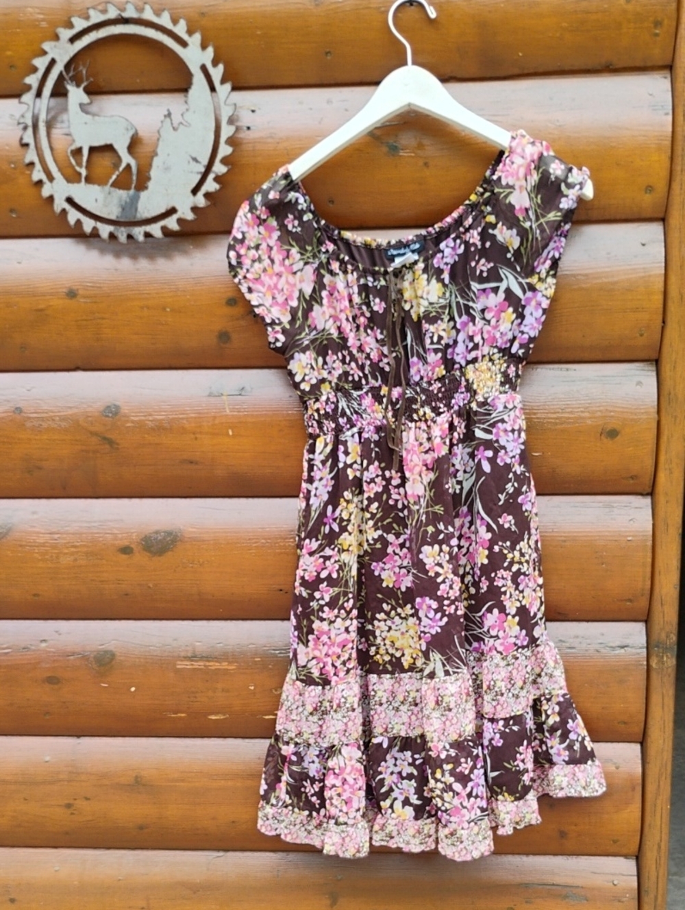 Pink GAUZE DRESS FUSCHIA/BROWN DRESS Disorderly Kids Sz 14 EPLC